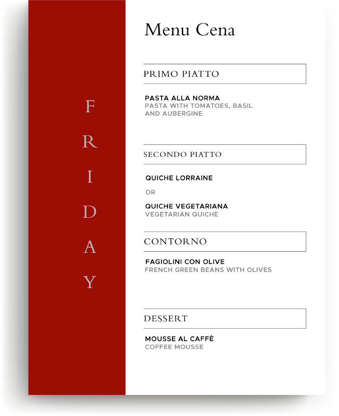 Friday menu